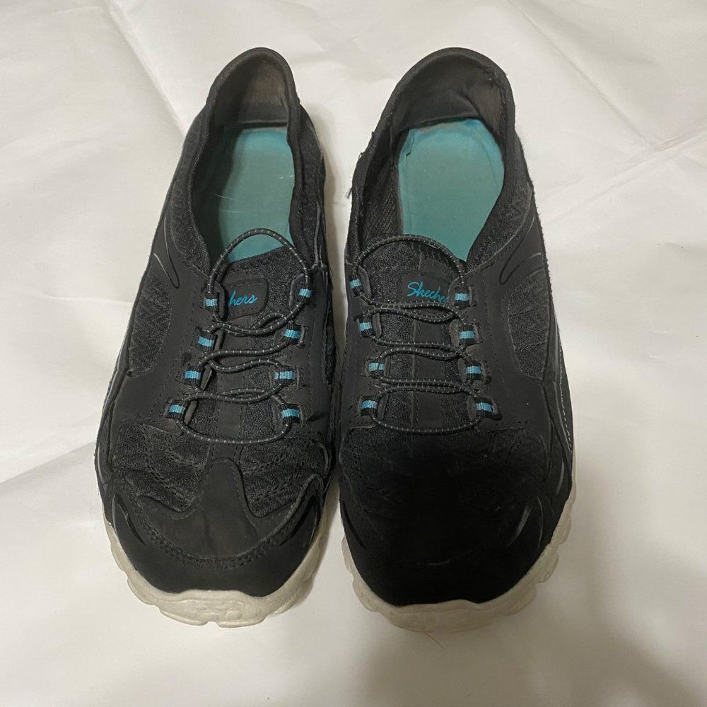 sketchers black/aqua gym shoes